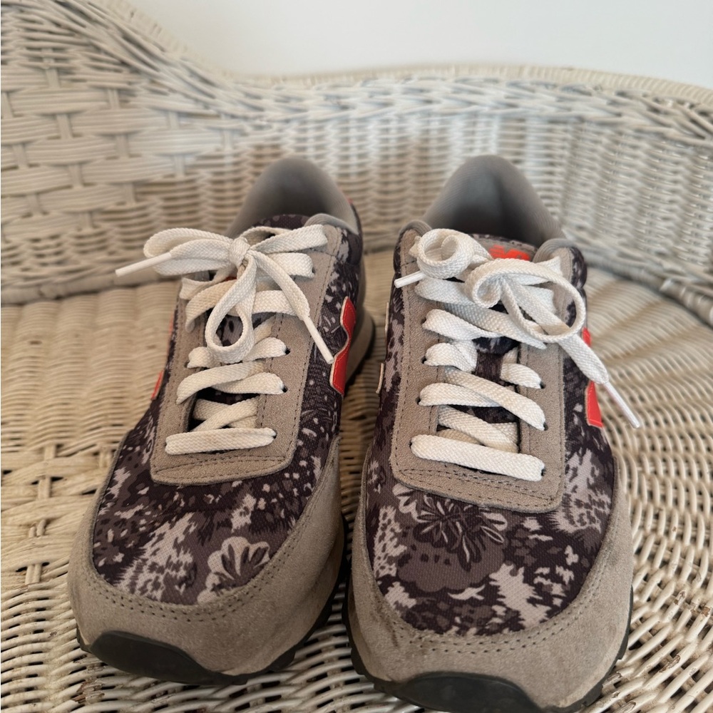 New Balance Gray and Red Athletic Shoes